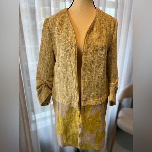 Zara tweed mixed pattern yellow blazer - Picture 12 of 12
